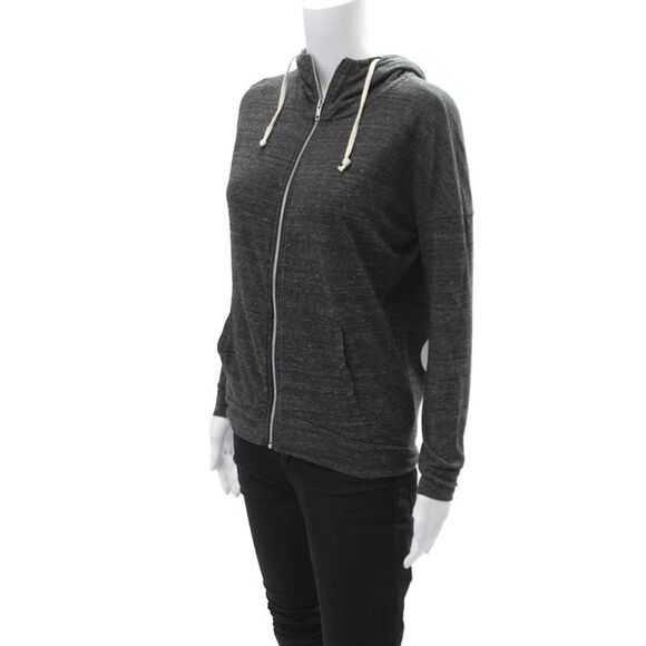 Hipchik Couture Womens Floral Print Drawstring Zipped Hooded Jacket Gray Size XS - Picture 2 of 6